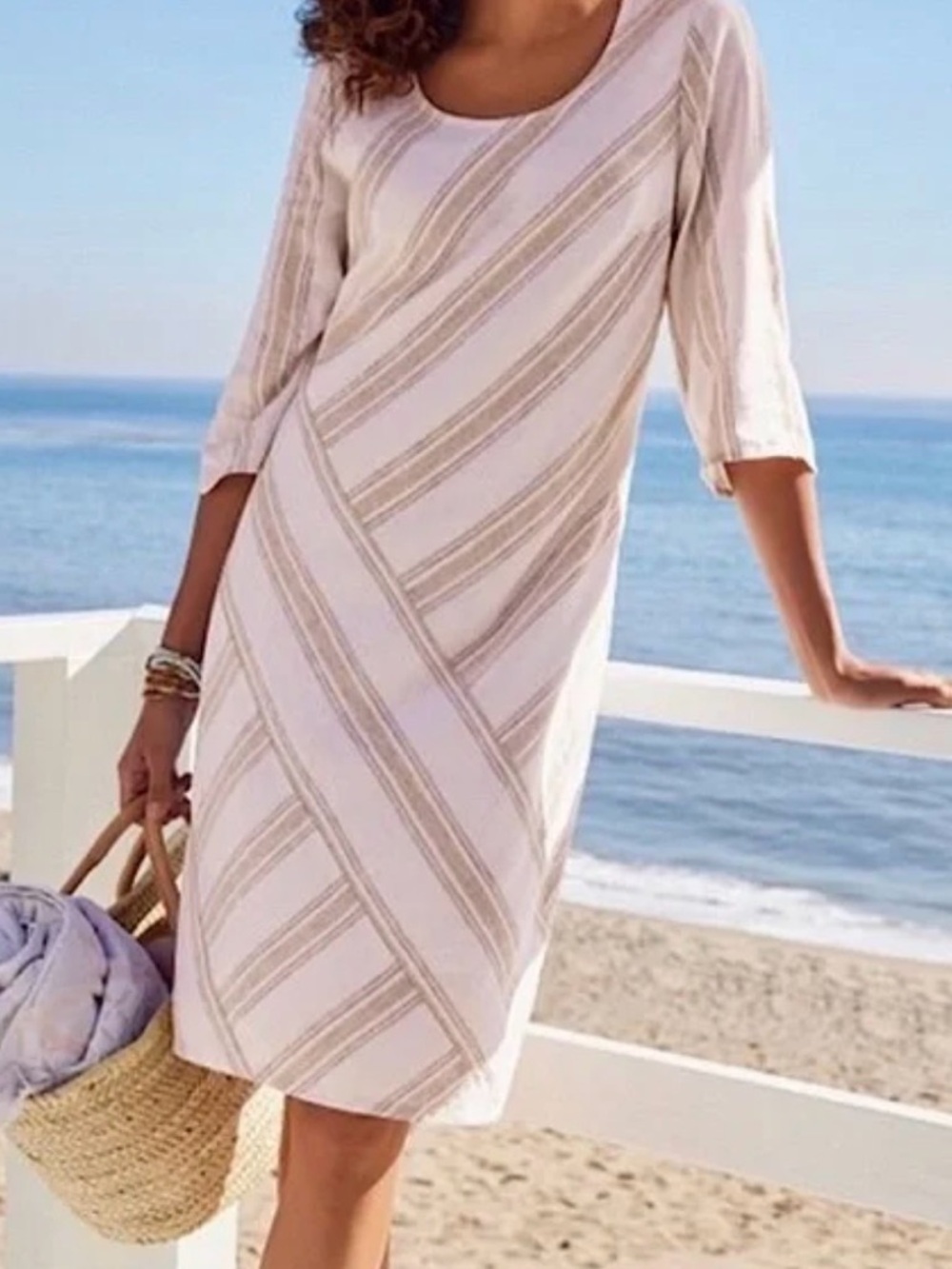 Soft Surroundings Equinox Striped Linen dress size Small